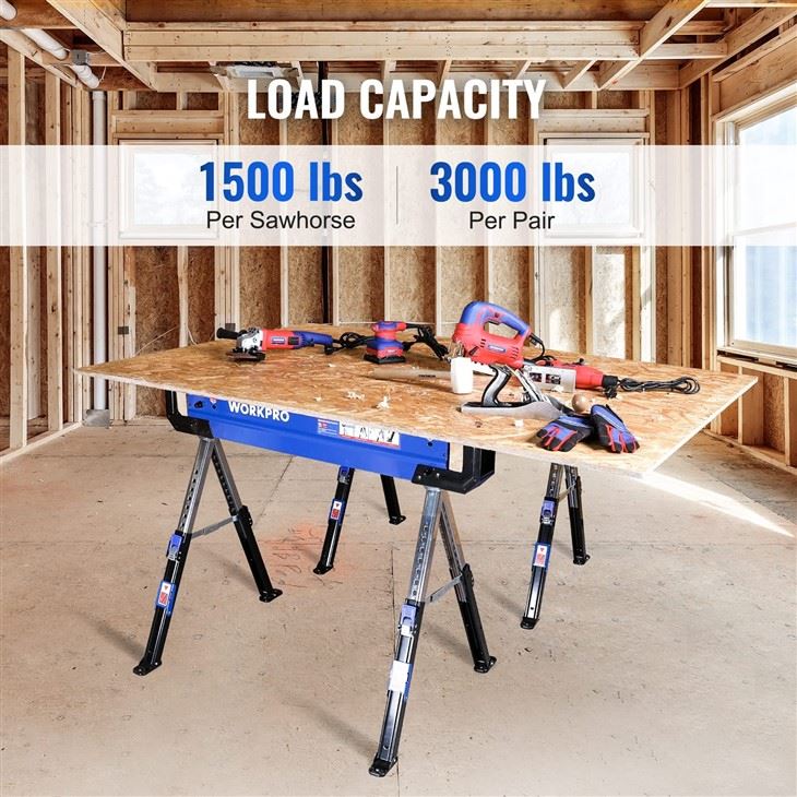 HEAVY DUTY FOLDING ADJUSTABLE SAW HORSE